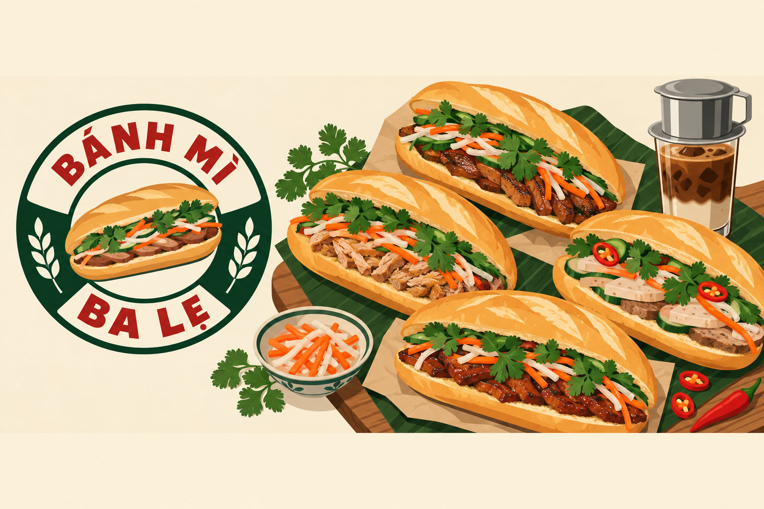 Các loại bánh mì tại Bánh Mì Ba Lẹ